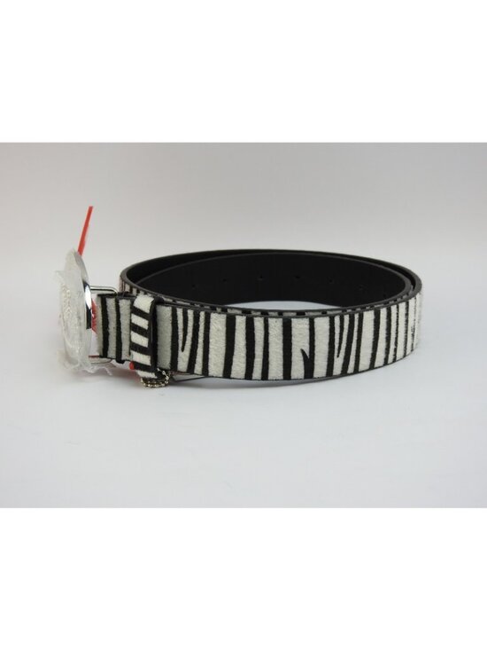 Von Dutch Zebra Print Faux Fur Belt Rhinestone Logo Buckle Y2K NWT Medium main image 7